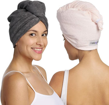Hair Drying Turban Towel - Pack Of 2