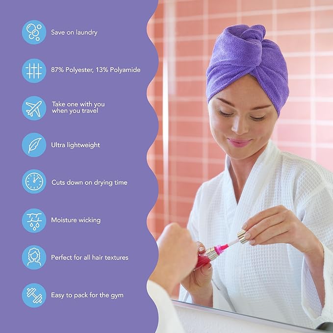 Hair Drying Turban Towel - Pack Of 2