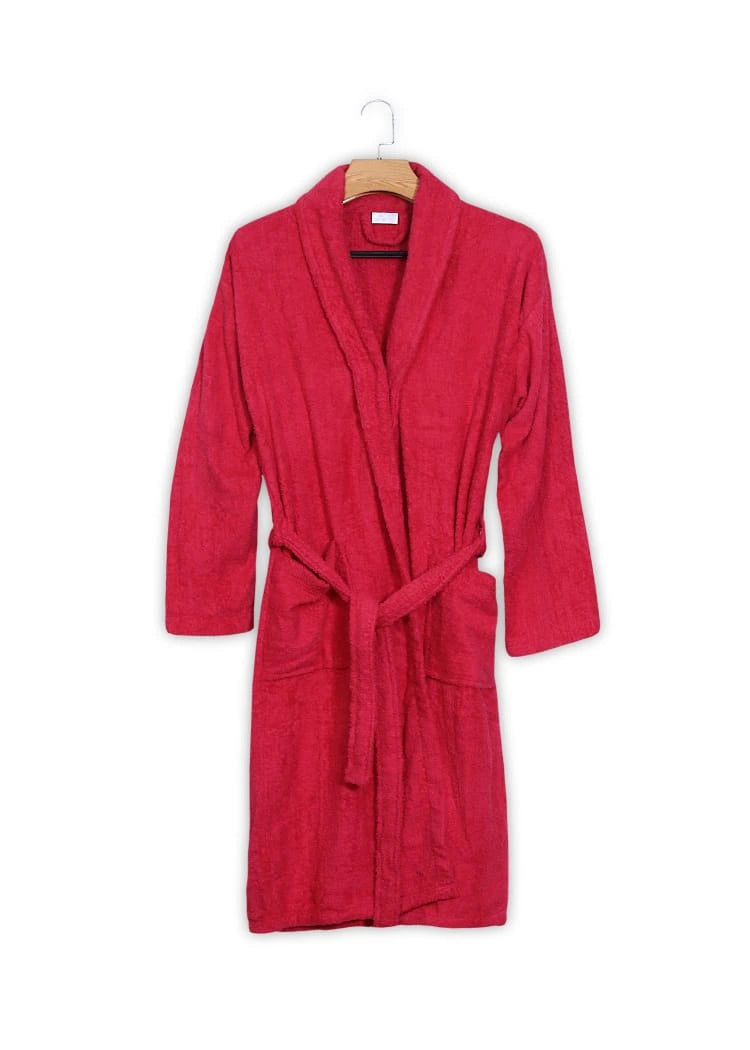 Fluffy Bathrobe Set - Red
