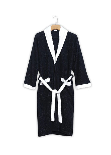 Fluffy Bathrobe Set - Black n White